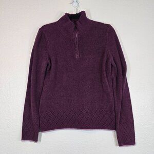 ExOfficio Pullover Sweater Women Medium 1/4 Zip Purple Outdoor Hiking Chenille